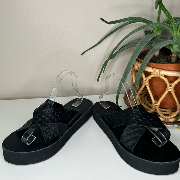 Vans Karina Rozunko Strap Mega Platform Sandal Black Woven Leather Woman 10 New - Picture 6 of 13